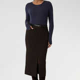 Aaron Midi Skirt in Cocoa