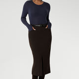 Aaron Midi Skirt in Cocoa