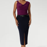 Aaron Midi Skirt in Navy
