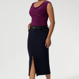 Aaron Midi Skirt in Navy