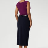 Aaron Midi Skirt in Navy