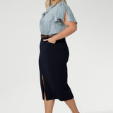 Aaron Midi Skirt in Navy