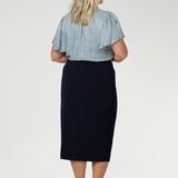 Aaron Midi Skirt in Navy
