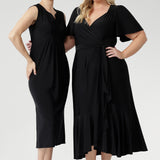 Alita Maxi Wrap Dress in Black