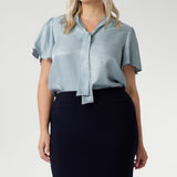Crafted from a navy dry-touch jersey fabric with a soft stretch, this skirt offers both comfort and style. The double-layer design ensures a flattering fit, while the soft folded waistband adds extra comfort. Featuring a convenient pull-on style, the Andi Tube Skirt is available in a mini length for a bold and stylish look.