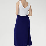 The Asher Skirt in Cobalt brings effortless sophistication to your everyday style. Crafted from Australian-made dry-touch stretch jersey.