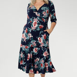 Designed for modern women who love to mix up their style, this flattering silhouette can be worn with the V-neck wrap front for a more defined, feminine shape, or reversed to feature a classic boat neckline that pairs beautifully with structured jackets or cardigans. Whether you're heading to a special event or dressing up for everyday elegance, this reversible maxi dress is a wardrobe essential.
