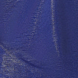 fabric swatch of cobalt Xanadu, a shimmering jersey fabric in shades of cobalt blue, this sparkly fabric is used by Australian and New Zealand women's fashion brand, L&F to make tops and accessories in their new occasionwear collection.