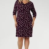 Connie Shift Dress in Burgundy Spot
