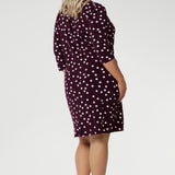 Connie Shift Dress in Burgundy Spot