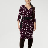Connie Shift Dress in Burgundy Spot
