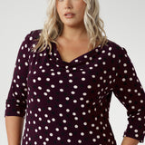 Connie Shift Dress in Burgundy Spot