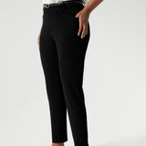 Made in Australia by Leina & Fleur, a woman's clothing brand that stocks sizes 8-24. Woman's black tapered leg workwear pants are petite and plus size friendly.