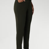 The pants are designed with angled front pockets, giving them a modern touch, while the back darts ensure a tailored fit that contours to the shape of the body. Available in sizes 8-24.