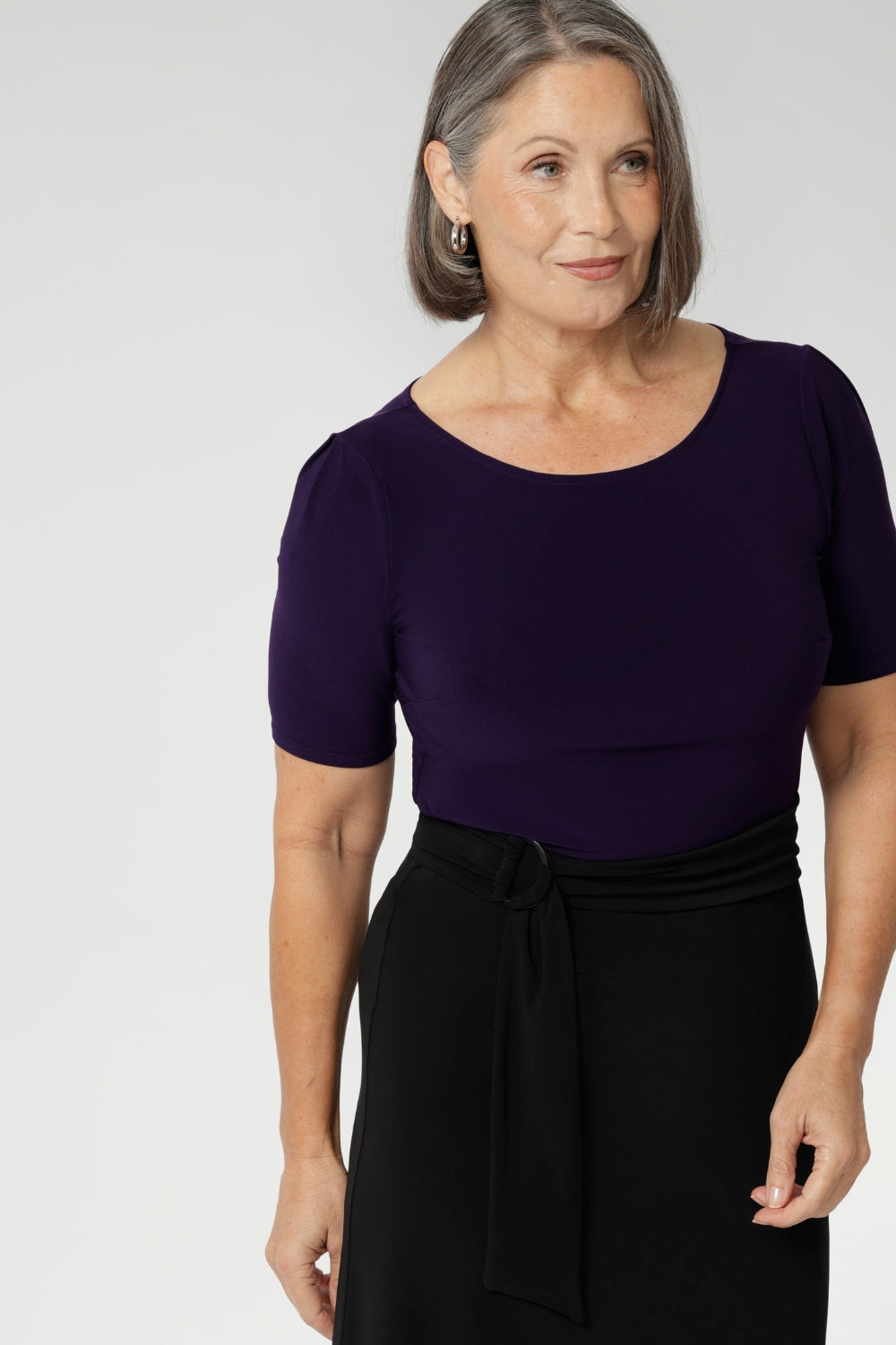 Add a touch of effortless polish to your outfit with the L+F Black Fabric D-Ring Belt, the ultimate accessory for modern women’s workwear. Designed to perfectly complement our signature L+F jersey dresses and skirts, this versatile black belt cinches the waist to create a flattering silhouette and adds a refined finish to your look.