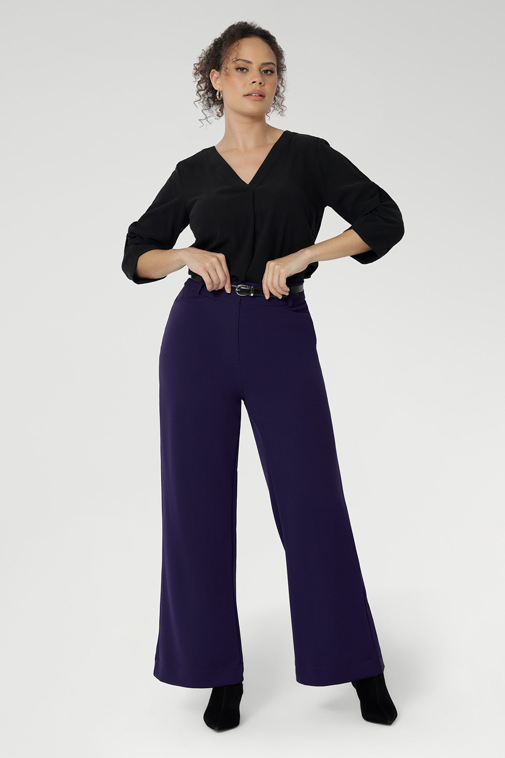 Designed with a sophisticated high-rise cut and a refined straight-wide leg silhouette, these pants create an effortlessly polished look that elevates any outfit.