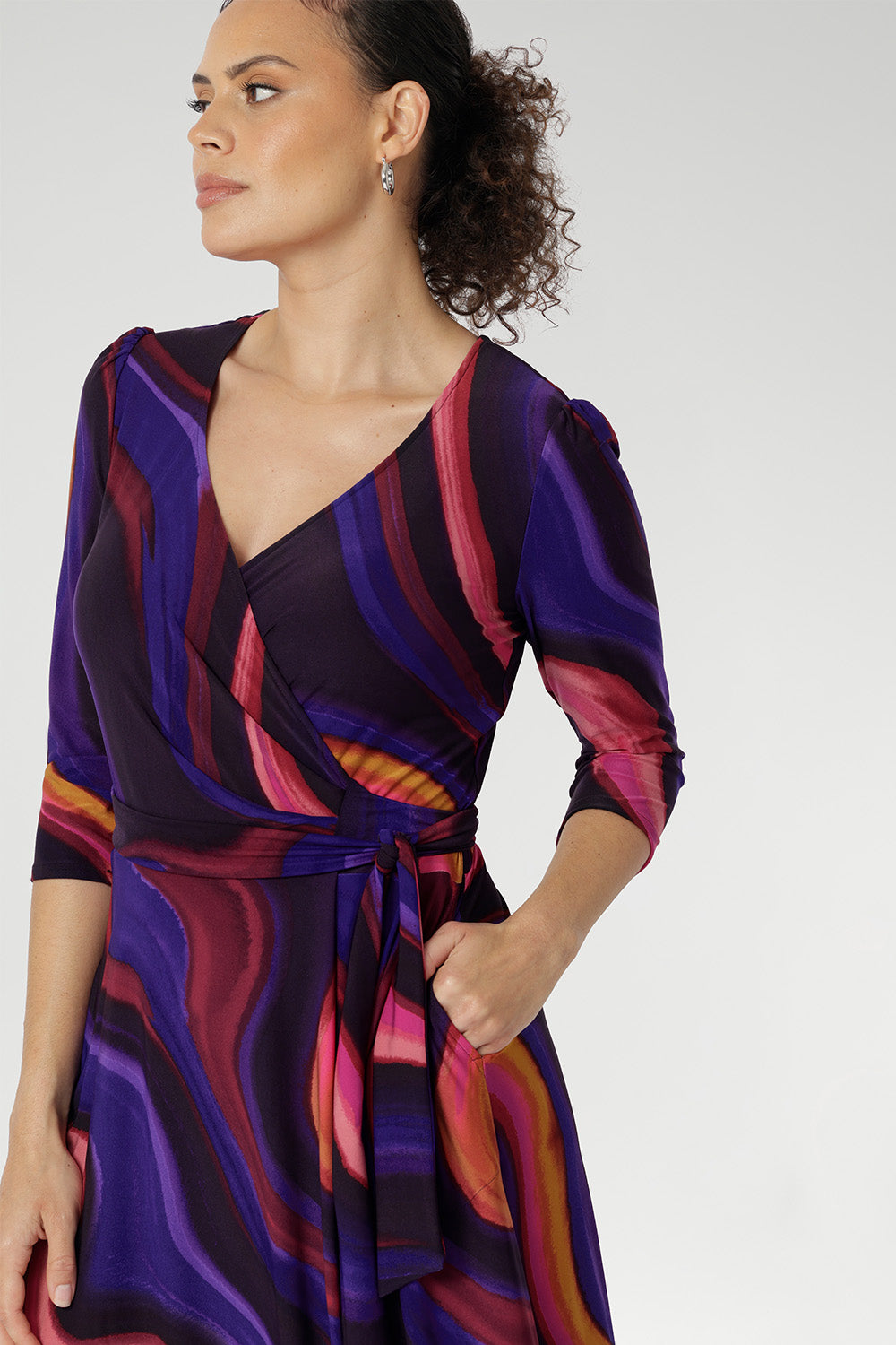 Designed for versatility, the Fiona Wrap Dress transitions effortlessly from workdays to weekends, making it a go-to for women seeking flattering, feminine silhouettes with everyday ease. Proudly designed and made in Australia, the Fiona Dress in Jupiter is available in inclusive sizes 8–24, celebrating beauty in all forms.