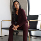 The Garcia Jacket in Burgundy is a modern cropped trench with a tailored, open-front design. Made from firm-stretch fabric, it’s an effortless layering piece for off-duty or workwear looks. Garcia features an open fronted jacket with collar and notch lapels with topstitch details. Double layer jacket is tailored with front panels and back darts. Proudly made in Australia in sizes 8-24.