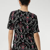 Kodi Top with Elbow Sleeve in Subtle Paisley