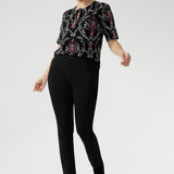 Kodi Top with Elbow Sleeve in Subtle Paisley