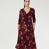 Kyra Dress in Burgundy Bloom