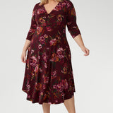 Kyra Dress in Burgundy Bloom