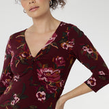 Kyra Dress in Burgundy Bloom