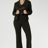 The Lesley Bootcut Pant is your new go-to for polished style and all-day comfort. Expertly crafted from premium dry-touch Ponte jersey fabric with firm stretch, these pull-on pants deliver a flattering fit that moves with you. The sleek bootcut silhouette elongates the legs, making it perfect for both professional and casual styling.