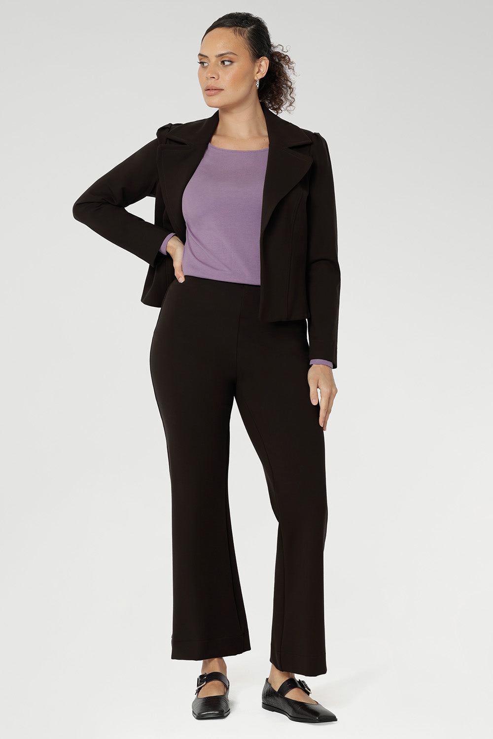 The bootcut leg creates a flattering, elongating silhouette, making it the perfect choice for everything from office wear to weekend chic.