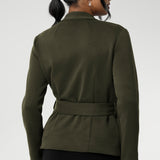 Lyndon features a double-layer jacket with angled front panels for a modern edge and a detachable waist tie with belt loops, allowing you to wear it open or cinched to define your silhouette. Available in size 8-24. Perfectly versatile, it pairs effortlessly over dresses or with L+F separates for an elevated ensemble.