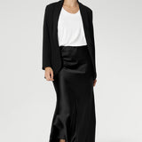 Manhattan Maxi Skirt in Black Satin
