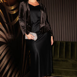 Manhattan Maxi Skirt in Black Satin