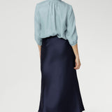 Manhattan Maxi Skirt in Ink Satin