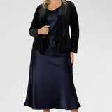 Manhattan Maxi Skirt in Ink Satin