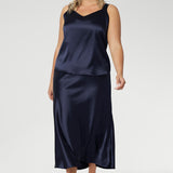 Manhattan Maxi Skirt in Ink Satin