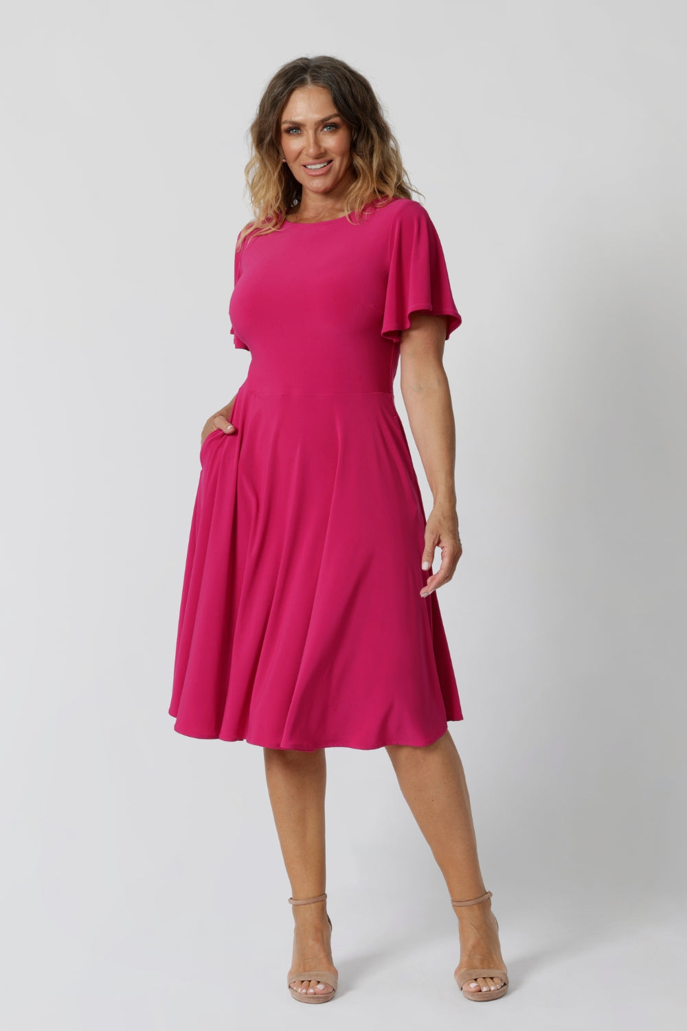 Monique Dress in Hot Pink Leina Fleur Classic Australian Made Dresses