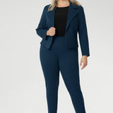 The Paxton Pant is crafted from a dry-touch Ponte jersey fabric with a firm stretch. This pull-on style pant features a straight-leg cut, high pockets, and ankle slit details. It comes in three lengths and sizes 8-24. Designed for the woman on the go, the Paxton Pant pairs seamlessly with L+F separates and the Garcia Jackets for a coordinated, polished look.