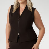 The Pennyworth Vest is crafted to offer endless styling options, thanks to its double-ended zip, allowing for versatile wear. Elevate your style with this chic and functional addition to your closet. Made from a luxurious Scuba Crepe Jersey fabric, it provides a soft, textured feel with comfortable stretch.
