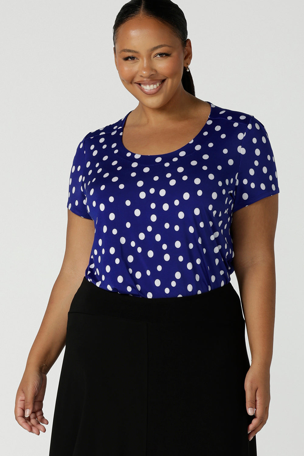 Navy blue polka clearance dot skirt plus size