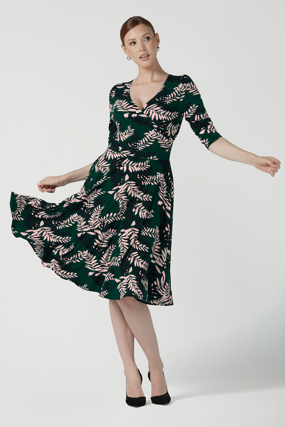 Simone Reversible Dress in Alpine Fern Leina Fleur Jersey Dress