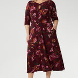 Thandie Dress in Burgundy Bloom