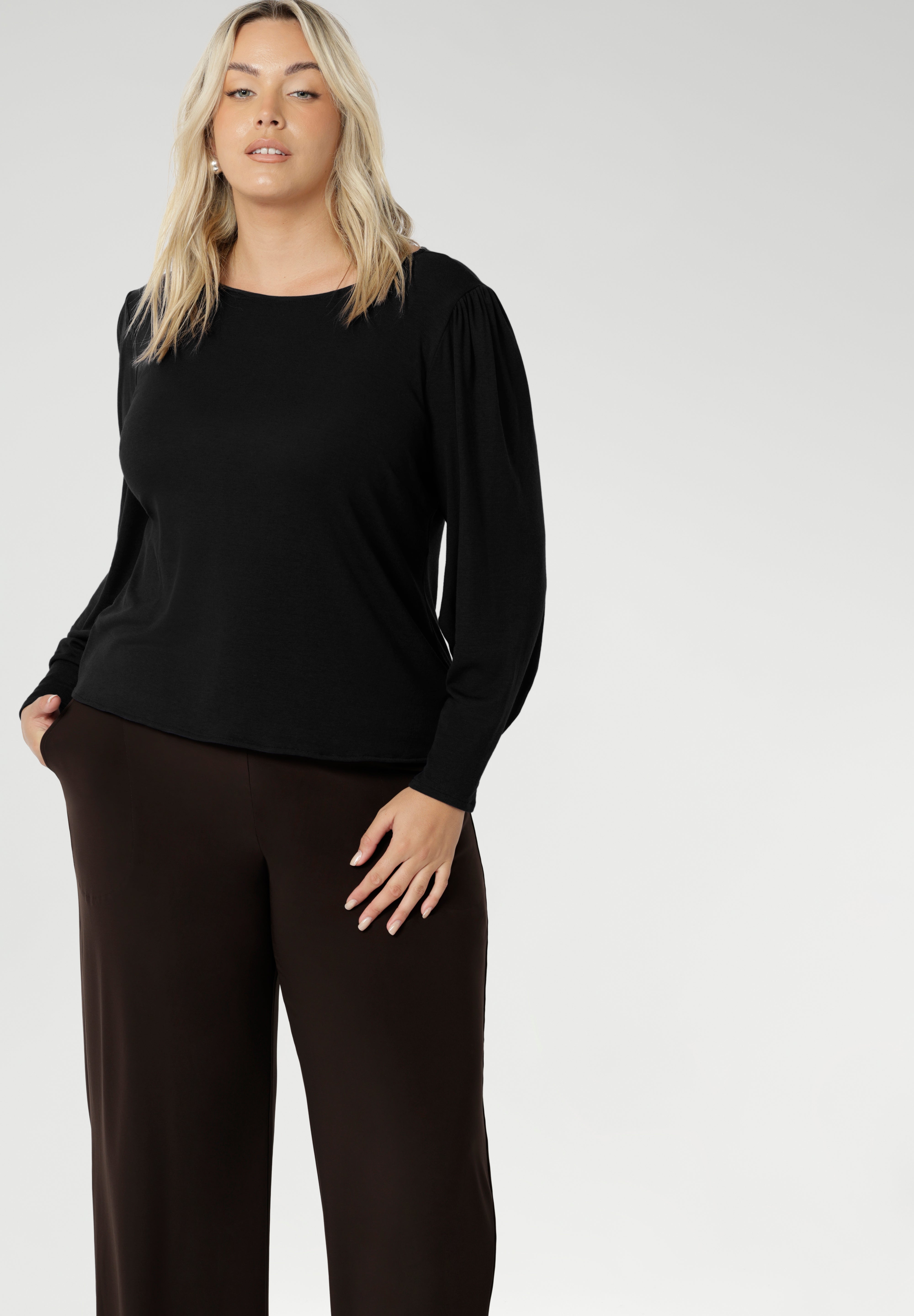 A straight hemline at the front keeps the look streamlined, while the longer, curved hem at the back offers extra coverage and an elevated finish. Proudly made in Australia for women across Australia and New Zealand in inclusive sizes 8 to 24