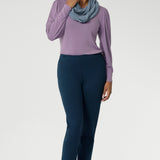 The tailored bust darts and close-to-body silhouette offer a sleek yet relaxed fit, while the straight front hem and gently curved longer back hem add a modern finish. This soothing lilac colour effortlessly pairs with LF Garcia jackets or Sorel Trenchcoats with matching Infinity scarf for a complete look. Made in Australia and available in sizes 8 to 24