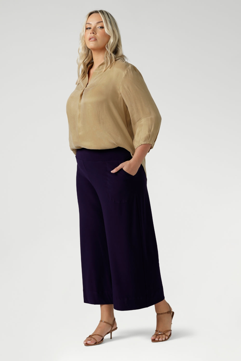 Whether you're dressing for a business meeting or a casual office day, these Australian-made culottes are a versatile and stylish choice for any professional wardrobe. Available in sizes 8-24 and in both regular and short lengths.