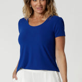 This women's top from Leina & Fleur, an Australian company that is plus-size friendly. Created to combined comfort, style, and a flattering fit. Made from bamboo fabric, the top is soft, stretchy, and breathable, offering a luxurious feel that moves with you while keeping you cool throughout the day.