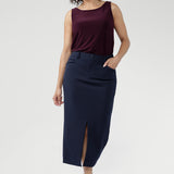 Aaron Midi Skirt in Navy
