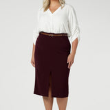 Aaron Midi Skirt in Wine