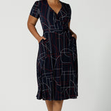 Alexis Dress in Navy Abstract