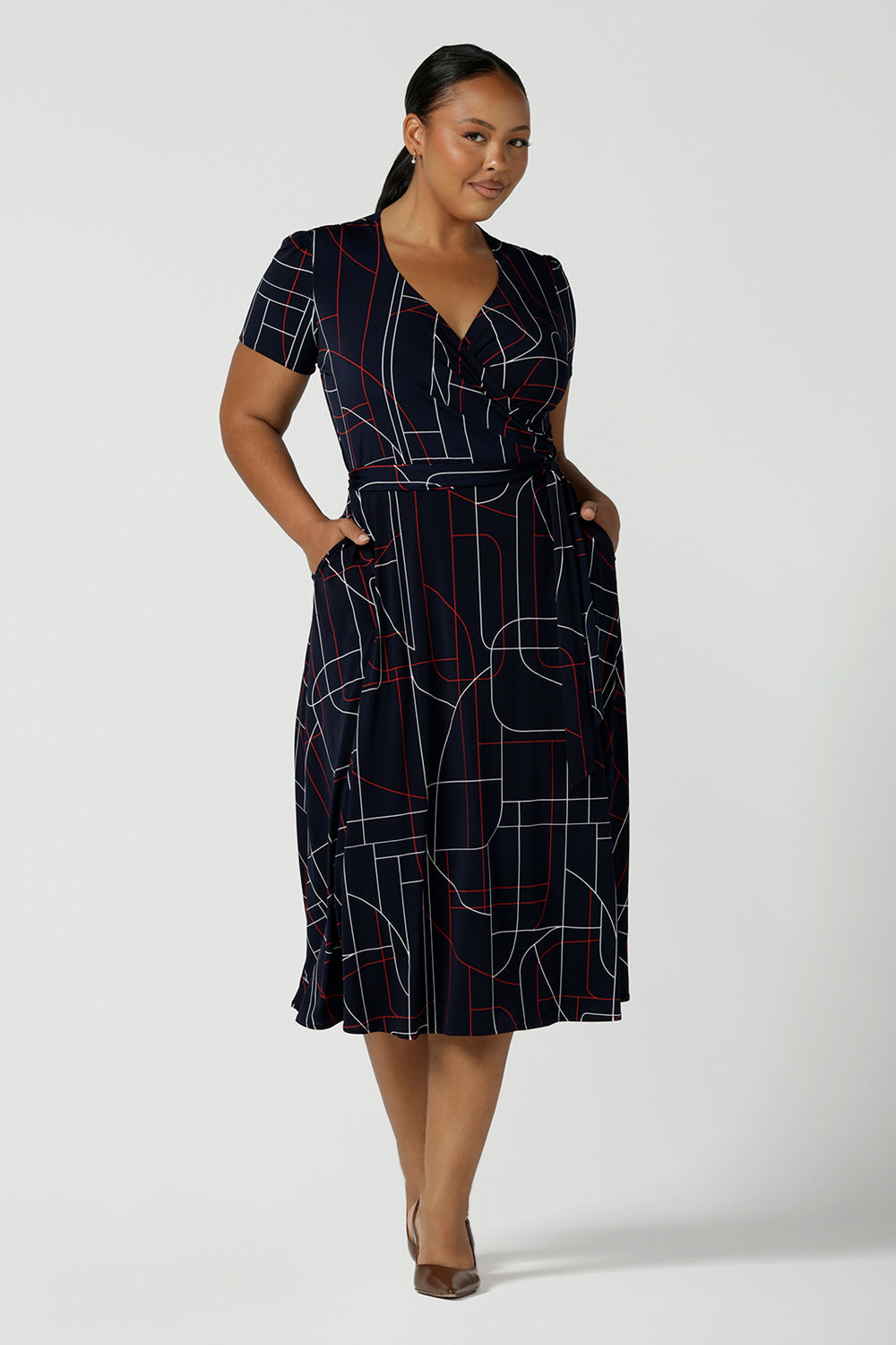 Alexis Dress in Navy Abstract