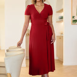 The Alexis Dress is on red dry touch jersey fabric that provides a soft stretch. Due to the high pigment quality in this fabric, this garment needs to be washed separately before wear to avoid colour transfer onto other garments, as per the care label.